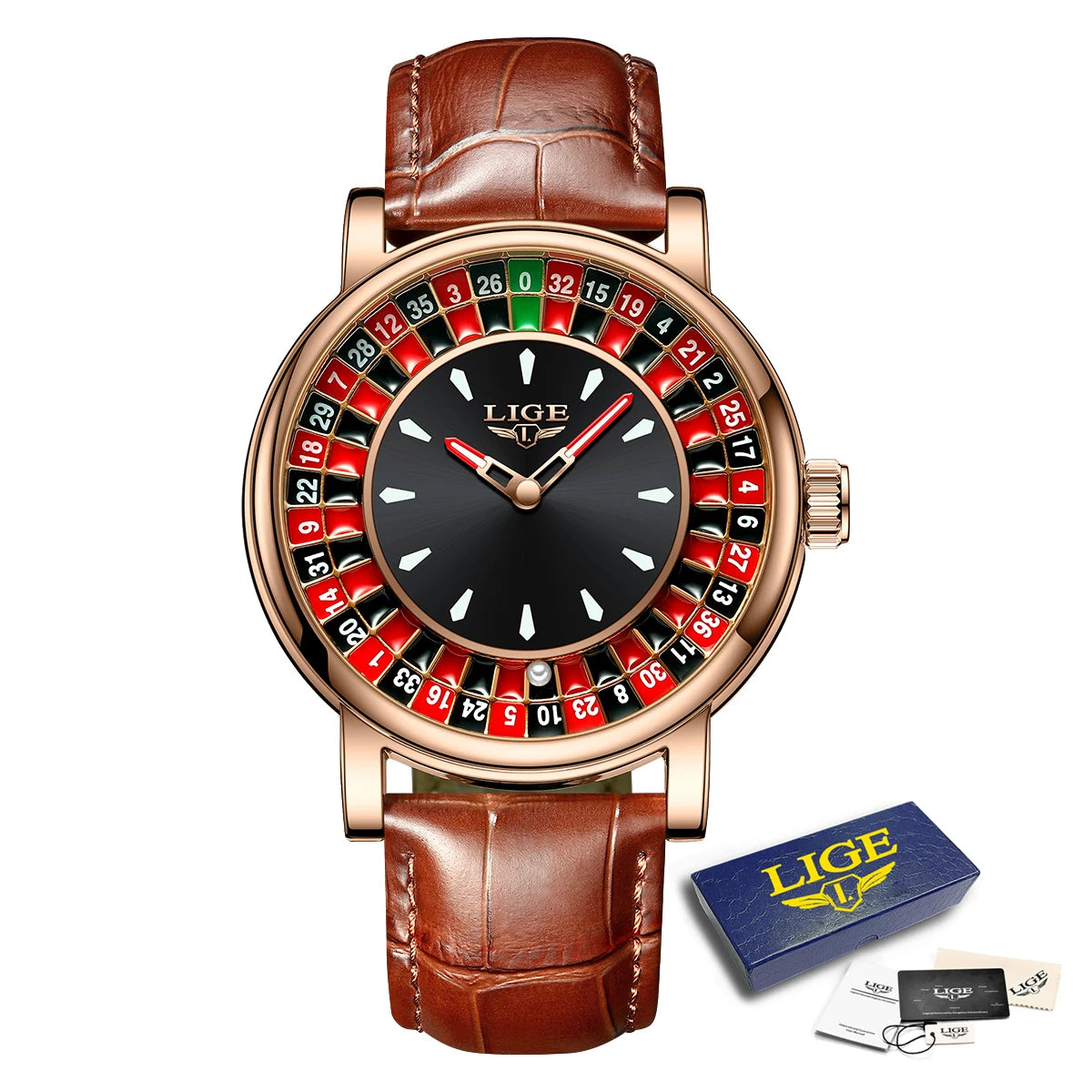 LIGE 2026 Creative Luxury Watches men Roulette Game Dial Fashion Men
