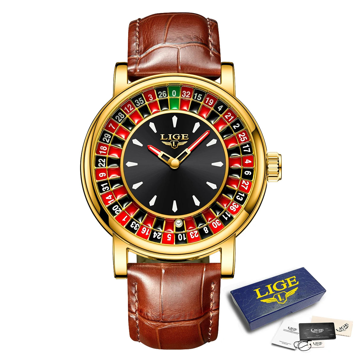 LIGE 2026 Creative Luxury Watches men Roulette Game Dial Fashion Men