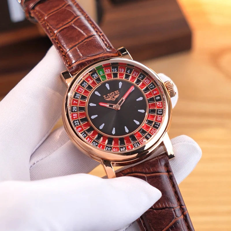 LIGE 2026 Creative Luxury Watches men Roulette Game Dial Fashion Men